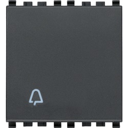 Pulsante 1P NO 10A 250V simbolo campanello illuminabile tasto sostituibile 2 moduli grigio