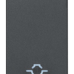 Tasto intercambiabile 1 modulo simbolo luce illuminabile grigio per impianti elettrici