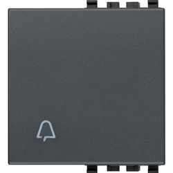 Tasto intercambiabile 2 moduli simbolo campanello illuminabile grigio per impianti elettrici