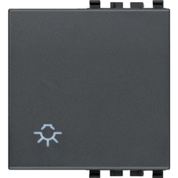 Tasto intercambiabile 2 moduli simbolo luce illuminabile grigio per impianti elettrici