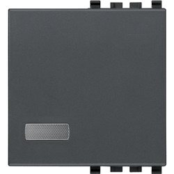 Tasto intercambiabile 2 moduli con diffusore illuminabile grigio per impianti elettrici