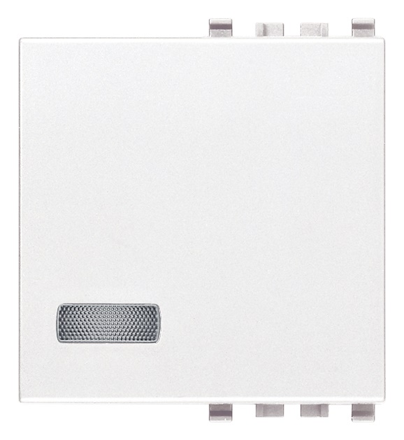 Tasto 2 moduli con diffusore illuminabile bianco per impianti elettrici