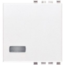 Tasto 2 moduli con diffusore illuminabile bianco per impianti elettrici