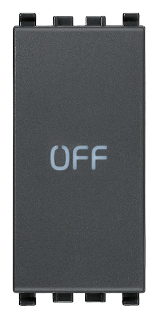 Pulsante 1P 10A 250V NO+NC simbolo OFF grigio per comando elettrico