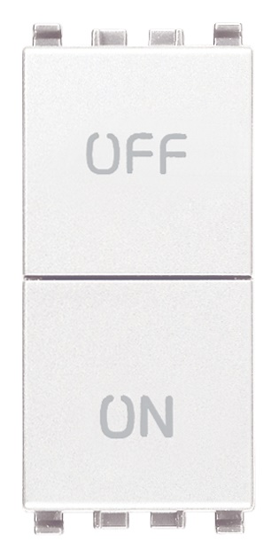 Due pulsanti indipendenti NO+NC 10A 250V simboli ON OFF bianco per comando elettrico