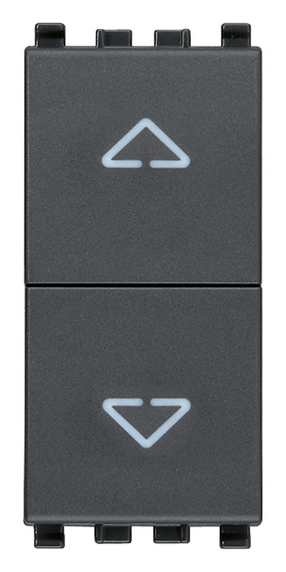 Commutatore 2P 10AX 250V grigio con frecce direzionali e posizione OFF centrale per lampade con alimentatore integrato