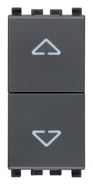 Due pulsanti interbloccati 10A 250V con frecce direzionali grigio per comando industriale