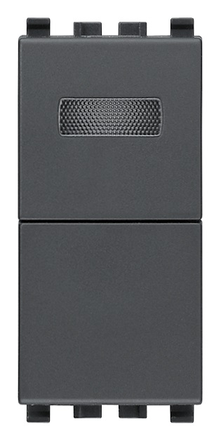 Pulsante 1P NO 10A +spia bianca grigio