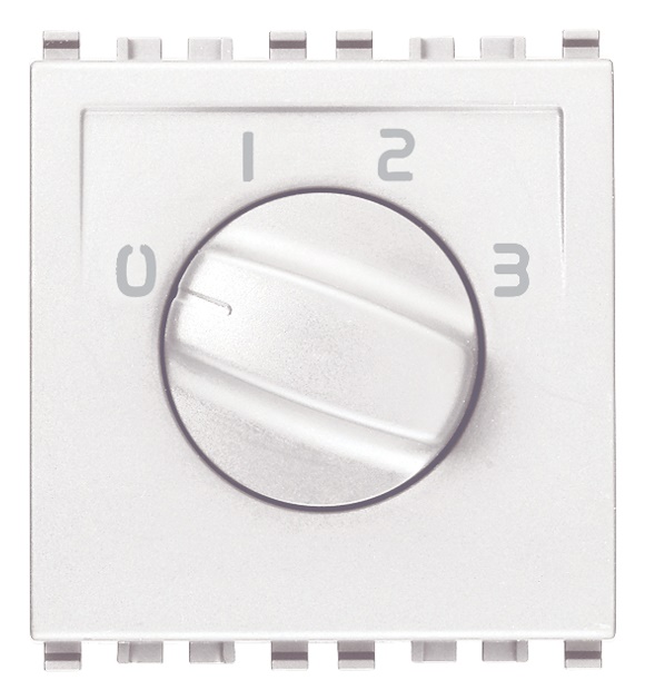 Commutatore rotativo 1P 6(3)A 4 posizioni illuminabile per ventil-convettori bianco 2 moduli