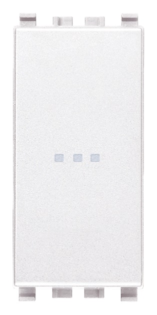 Invertitore 1P 16AX assiale illuminabile tasto sostituibile bianco per lampade con alimentatore integrato