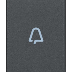 Tasto 1 modulo simbolo campanello assiale illuminabile grigio per comandi elettrici