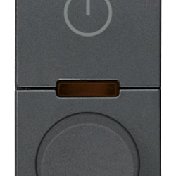 Dimmer master rotativo universale 230V per lampade incandescenza, LED, CFL, trasformatori elettronici, regolazione intensità luminosa, comando ON/OFF integrato, colore grigio