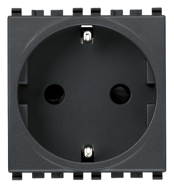 Presa SICURY 2P+T 16A 250V standard tedesco grigio 2 moduli