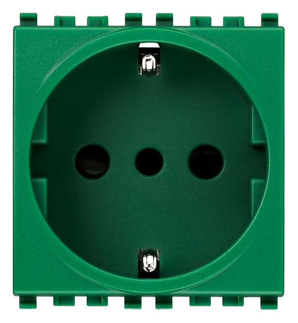 Presa elettrica 2P+T 16A 250V tipo P30 verde standard italiano 2 moduli