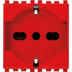 Presa 2P+T 16A 250V universale standard italiano rosso 2 moduli per linee dedicate