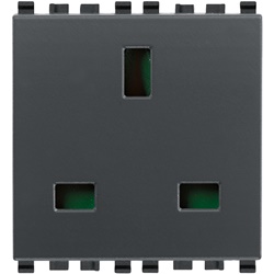 Presa 2P+T 13A 250V standard inglese grigio 2 moduli Sicury