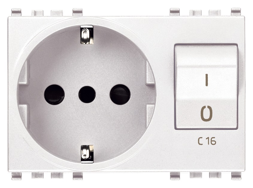 Presa 2P+T 16A P30 intb+MT C16 bianco