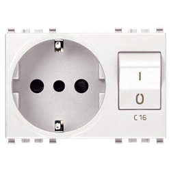 Presa elettrica 2P+T 16A tipo P30 interbloccata con magnetotermico C16 230V bianco