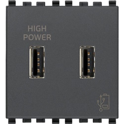 Unità alimentazione USB 5V 2,1A doppia uscita 2 moduli grigio per dispositivi elettronici