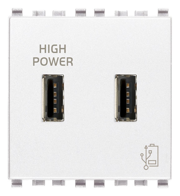 Unità alimentazione USB 5V 2,1A 2 uscite 2 metri bianco per dispositivi elettronici
