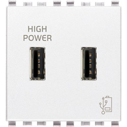 Unità alimentazione USB 5V 2,1A 2 uscite 2 metri bianco per dispositivi elettronici