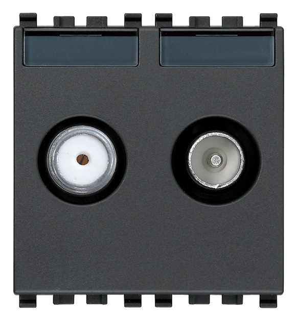 Presa TV-RD-SAT diretta 2 uscite grigio