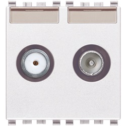 Presa TV-RD-SAT passante 2 uscite bianco Eikon 