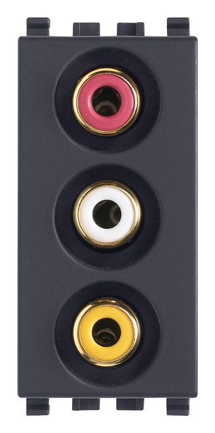 Presa 3 connettori RCA grigio morsetti a vite connessione audio video