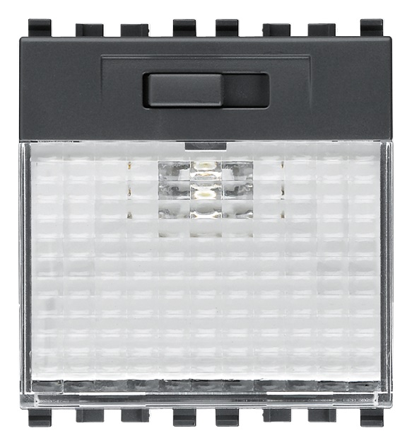 Lampada segnapasso LED 230V regolabile 3 livelli grigio 2 moduli