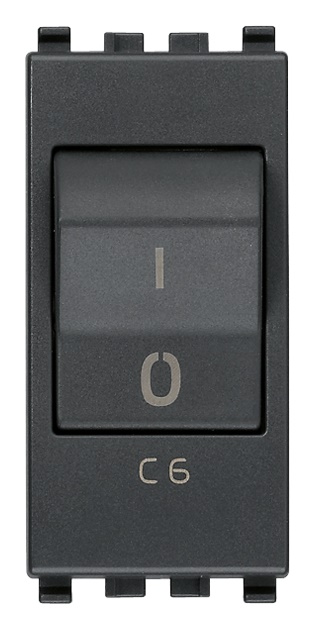 Interruttore magnetotermico 1P+N C6 120-230V grigio per protezione circuiti elettrici