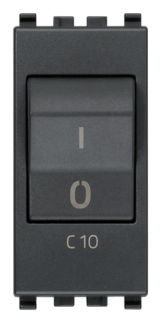 Interruttore magnetotermico 1P+N C10 120-230V grigio uso civile e industriale