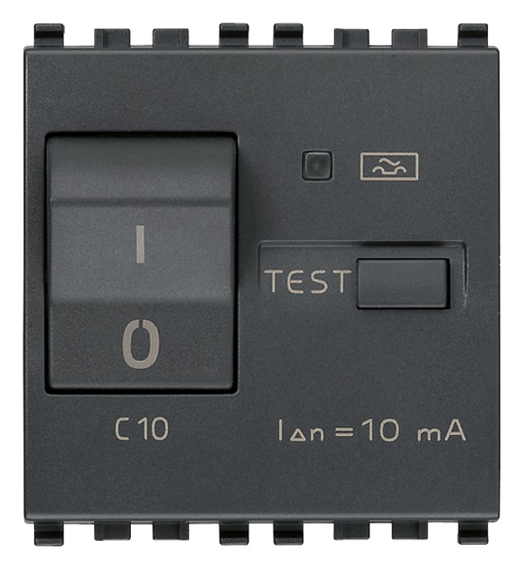 Interruttore magnetotermico differenziale 1P+N C10 10mA 2 moduli grigio per protezione impianti elettrici