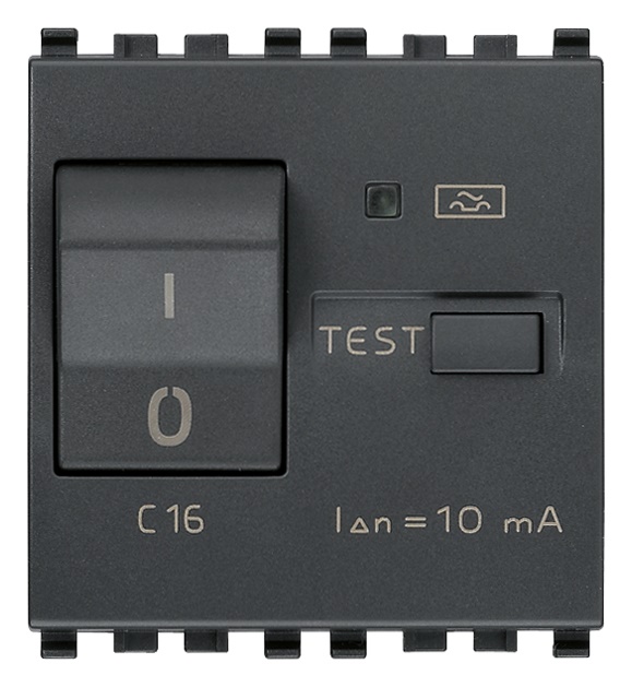 Interruttore magnetotermico differenziale 1P+N C16 10mA 2 moduli grigio uso civile e industriale