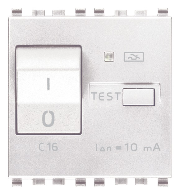Interruttore magnetotermico differenziale 1P+N C16 10mA 2 moduli bianco uso civile