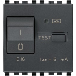 Interruttore magnetotermico differenziale 1P+N C16 6mA 2 moduli grigio per uso elettrico residenziale e industriale