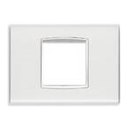 Placca Classic 2 moduli tecnopolimero Reflex ghiaccio cornice bianca per impianti elettrici