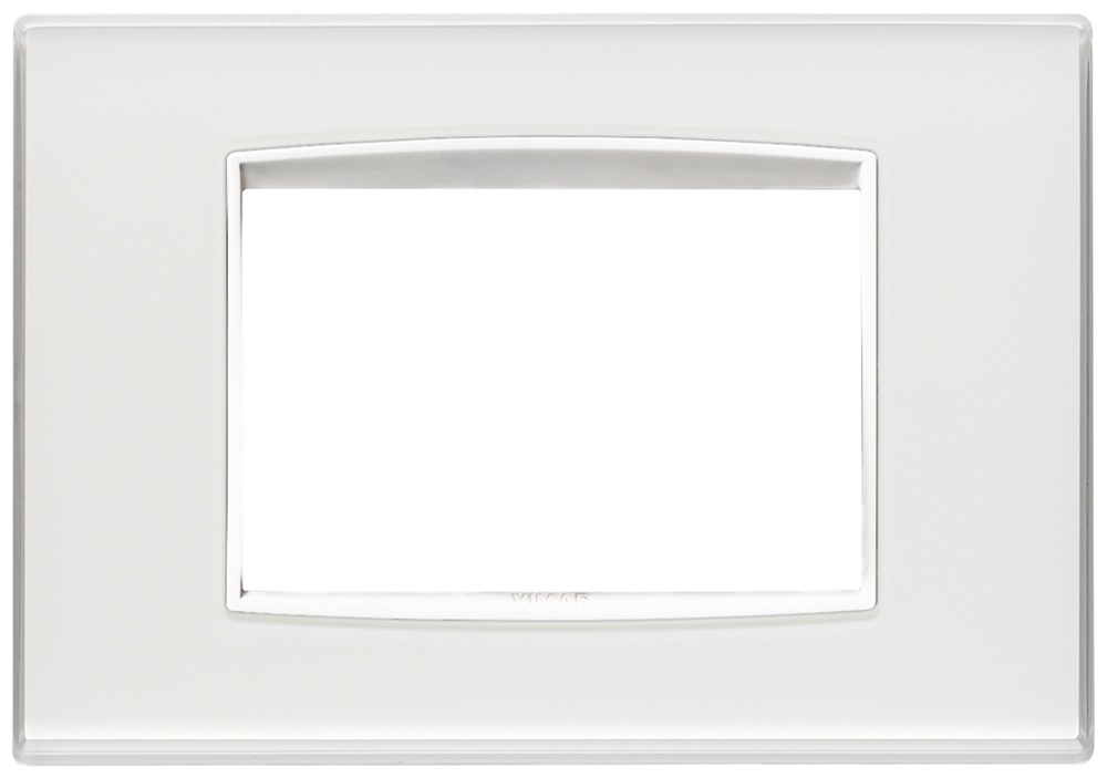 Placca Classic 3 moduli tecnopolimero Reflex ghiaccio cornice bianca per impianti elettrici