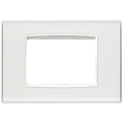 Placca Classic 3 moduli tecnopolimero Reflex ghiaccio cornice bianca per impianti elettrici