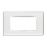 Placca Classic 4 moduli tecnopolimero Reflex ghiaccio cornice bianca per impianti elettrici