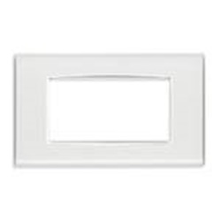 Placca Classic 4 moduli tecnopolimero Reflex ghiaccio cornice bianca per impianti elettrici