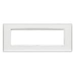 Placca Classic 7 moduli, tecnopolimero, Reflex ghiaccio, cornice bianca Eikon 