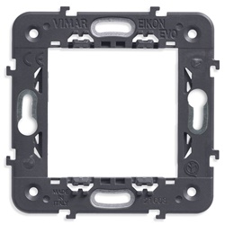 Supporto 2 moduli senza viti per scatole interasse 60 mm e 56x56 mm, componibile interasse 71 mm