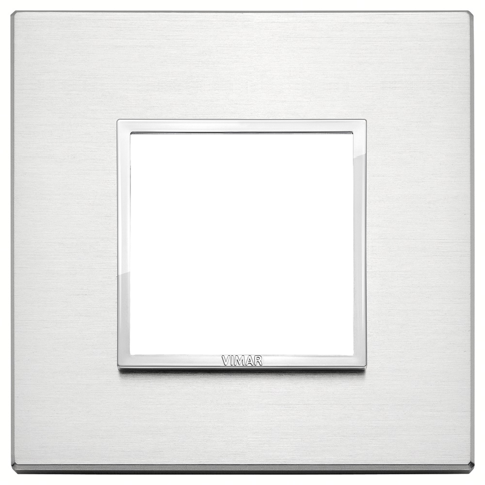 Placca 2 moduli alluminio brillante per installazioni elettriche