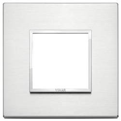 Placca 2 moduli alluminio brillante per installazioni elettriche