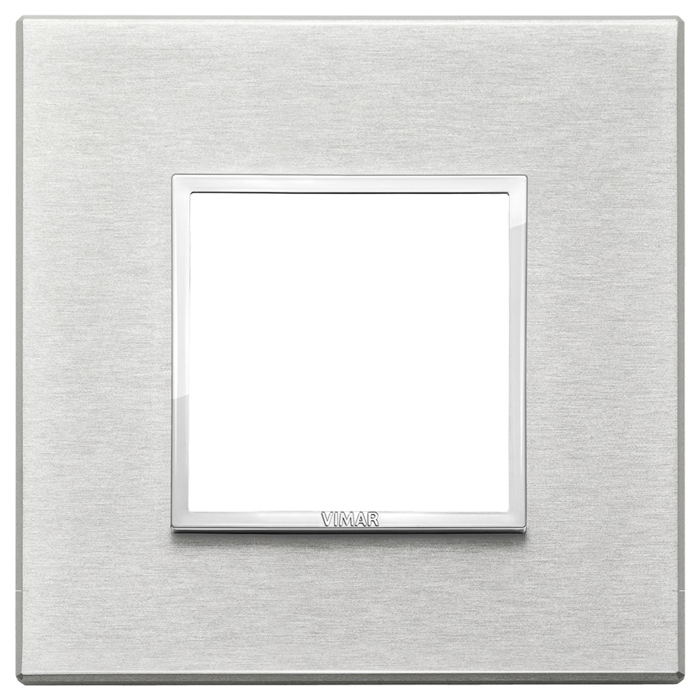 Placca 2 moduli alluminio anodizzato grigio Next per installazioni elettriche