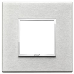 Placca 2 moduli alluminio anodizzato grigio Next per installazioni elettriche