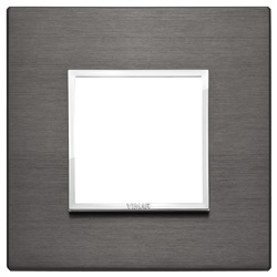 Placca 2 moduli alluminio anodizzato grigio lava per impianti elettrici