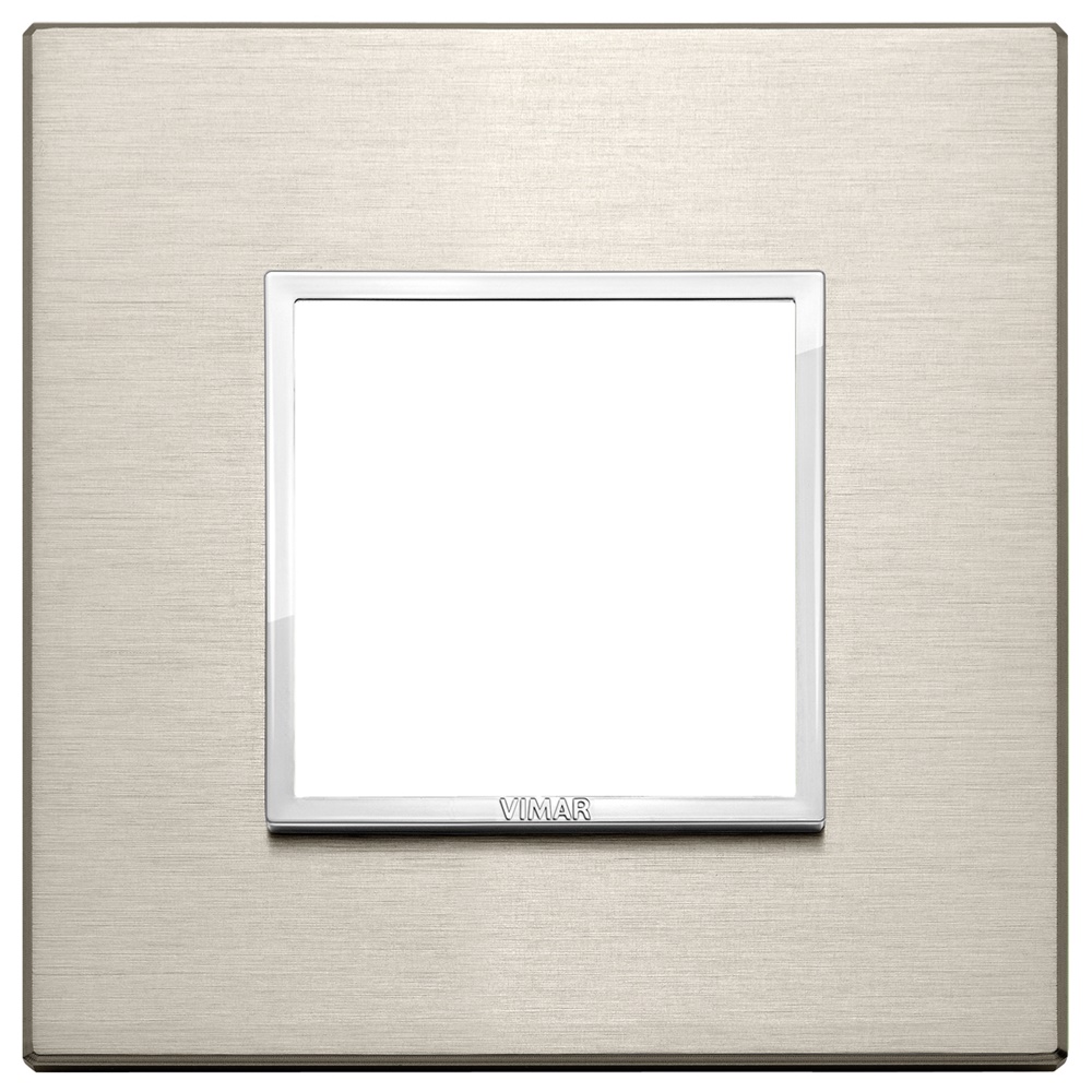 Placca 2 moduli alluminio bronzo chiaro per installazioni elettriche