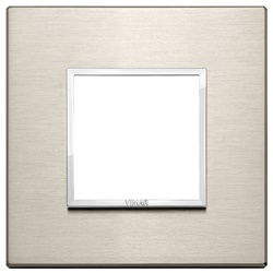 Placca 2 moduli alluminio bronzo chiaro per installazioni elettriche