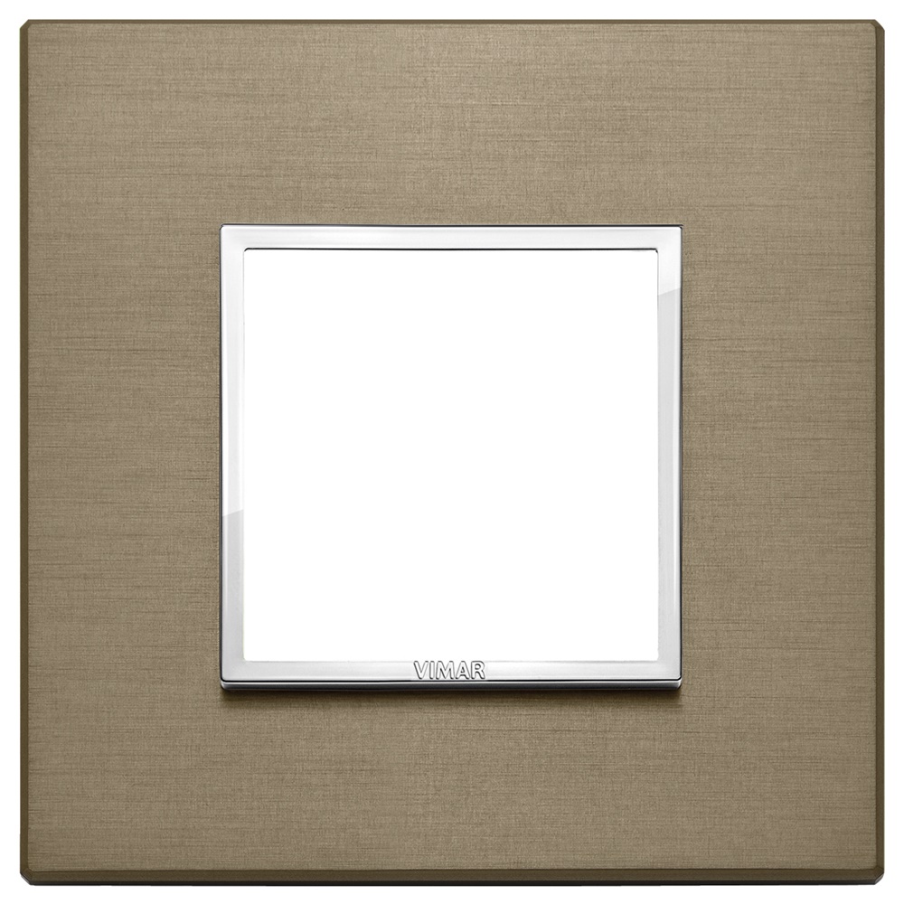Placca 2 moduli alluminio anodizzato bronzo scuro per installazioni elettriche